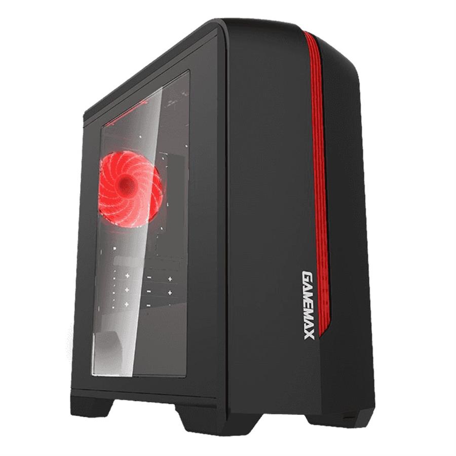 GABINETE GAMEMAX H601 BR CENTAURI BLACK-RED 1* FAN BLUE