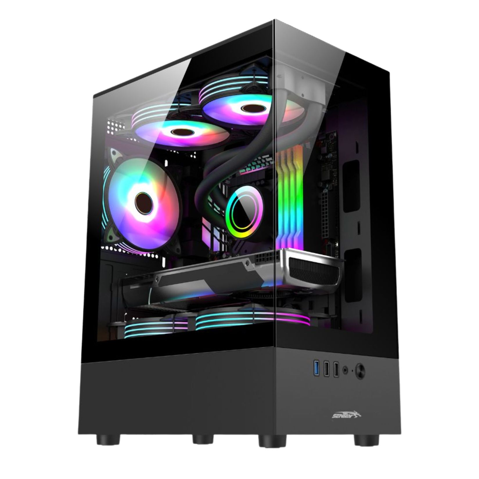 GABINETE SENTEY H10 5FAN RGB TEMPLADO