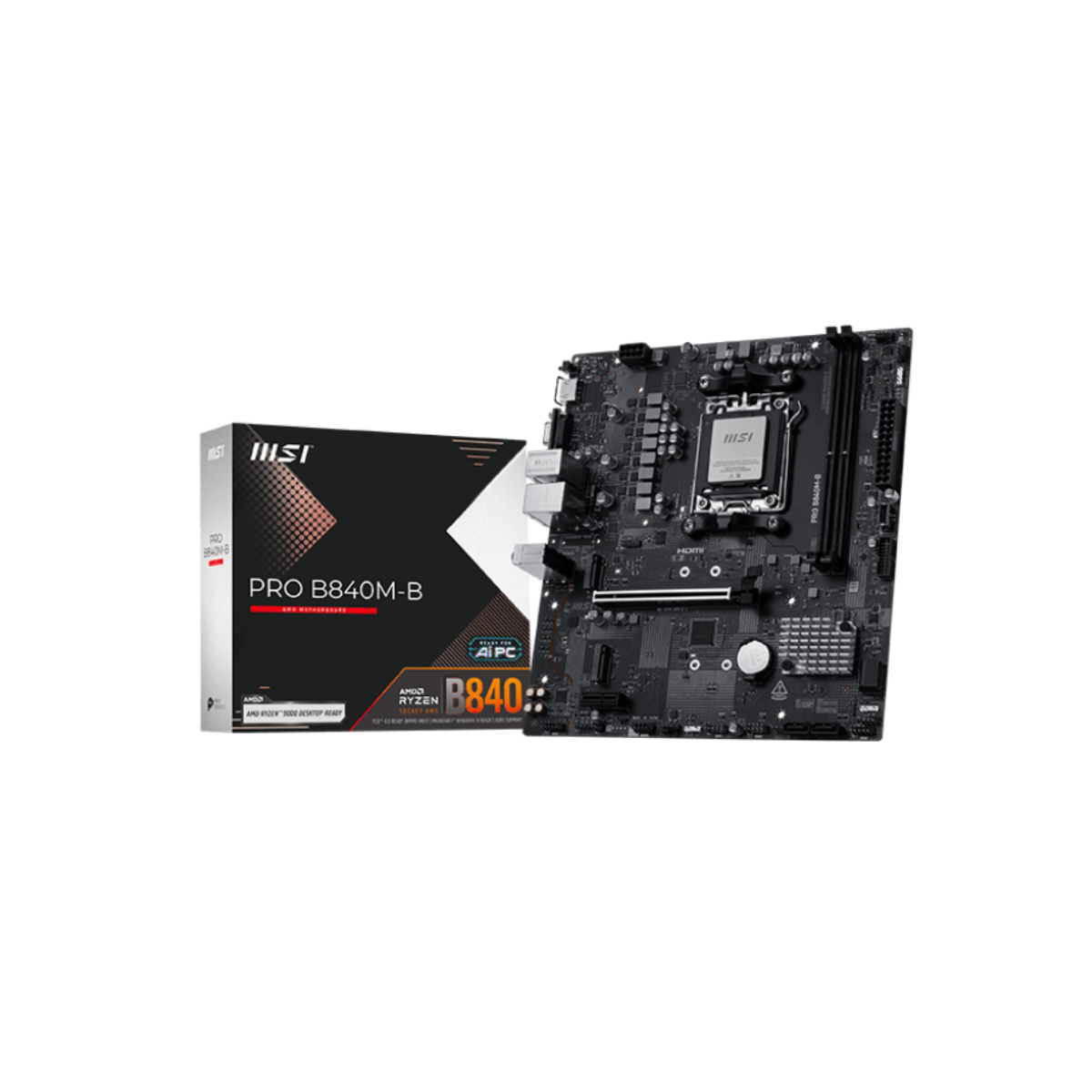 Mother MSI PRO B840M-B DDR5 AM5 (Serie 7000/8000/9000) (0166) Mother MSI PRO B840M-B DDR5 AM5 (Serie 7000/8000/9000) (0166) - Imagen 1