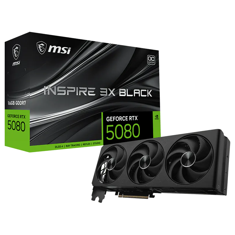 VGA MSI GeForce RTX 5080 16G INSPIRE 3X OC BLACK (7913) VGA MSI GeForce RTX 5080 16G INSPIRE 3X OC BLACK (7913) - Imagen 1