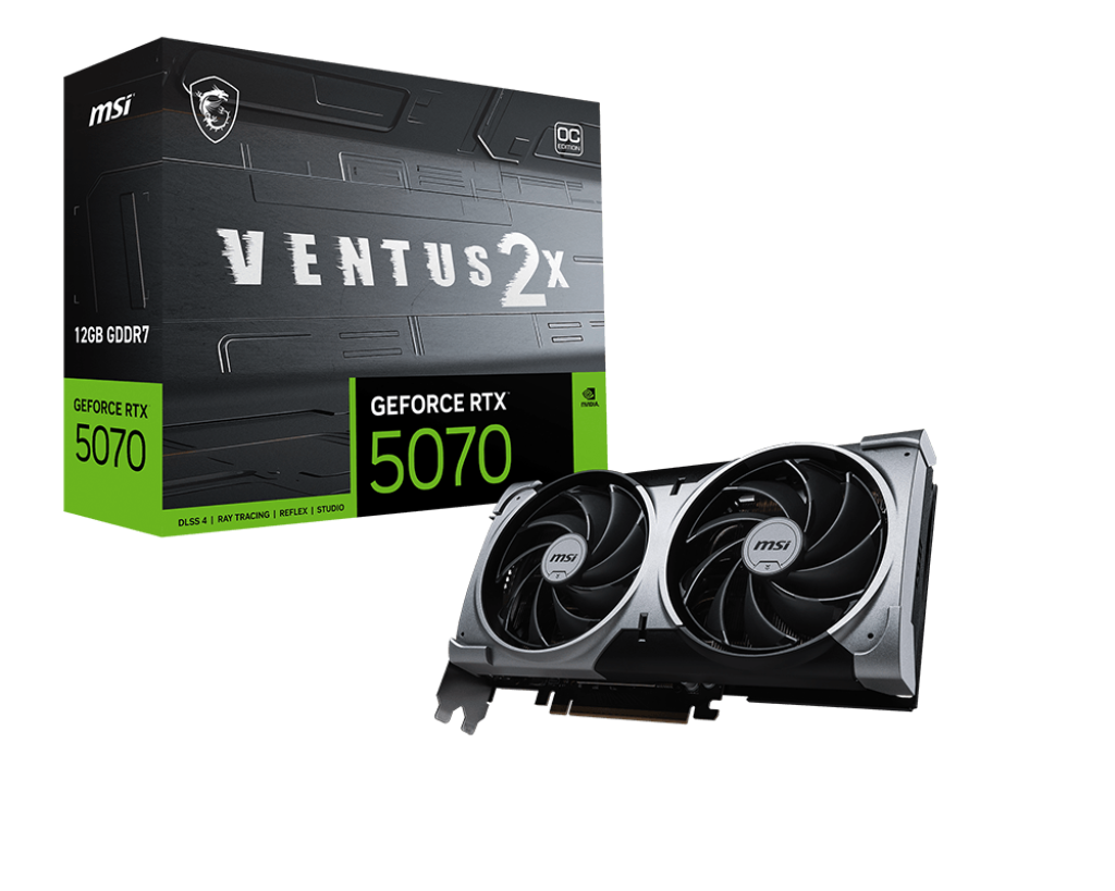 VGA MSI GeForce RTX 5070 12G VENTUS 2X OC (8229) VGA MSI GeForce RTX 5070 12G VENTUS 2X OC (8229) - Imagen 1