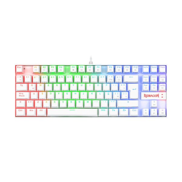 POS #1904 TECLADO REDRAGON KUMARA WHITE RED SWITCH SPANISH RAINBOW - Imagen 1