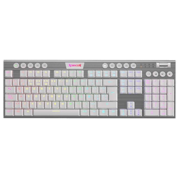 POS #1930 TECLADOS REDRAGON HORUS FS WHITE RED SWITCH SPANISH WIRED K619W-RGB-SP - Imagen 1