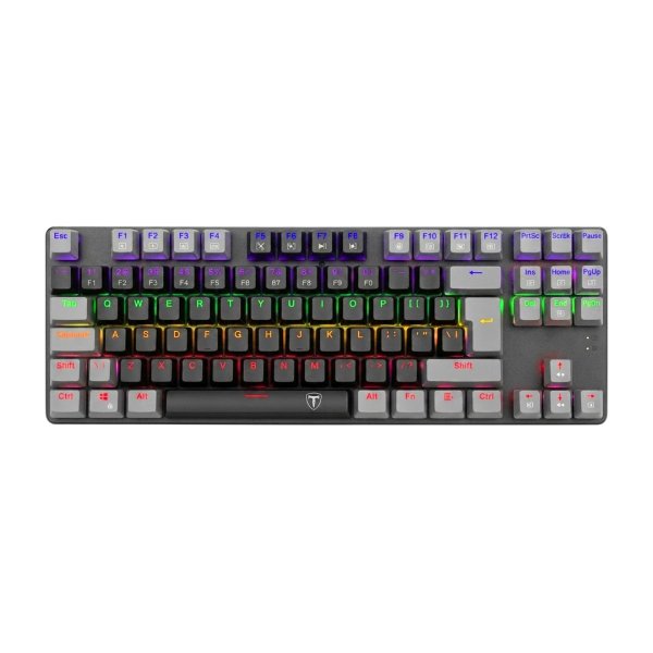 POS #1953 TECLADOS T-DAGGER BORA BLACK GREY LITE T-TGK313BG-LIT WIRED RAINBOW - Imagen 1
