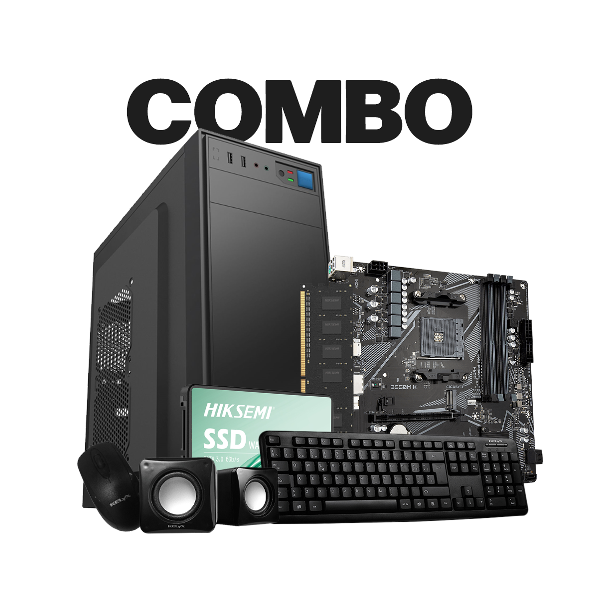 Pc Kelyx Kit 728-20 / MB Gigabyte B550 / Mem Hiksemi 8G 3200 / SSD Hiksemi 240G Pc Kelyx Kit 728-20 / MB Gigabyte B550 / Mem Hiksemi 8G 3200 / SSD Hiksemi 240G - Imagen 1