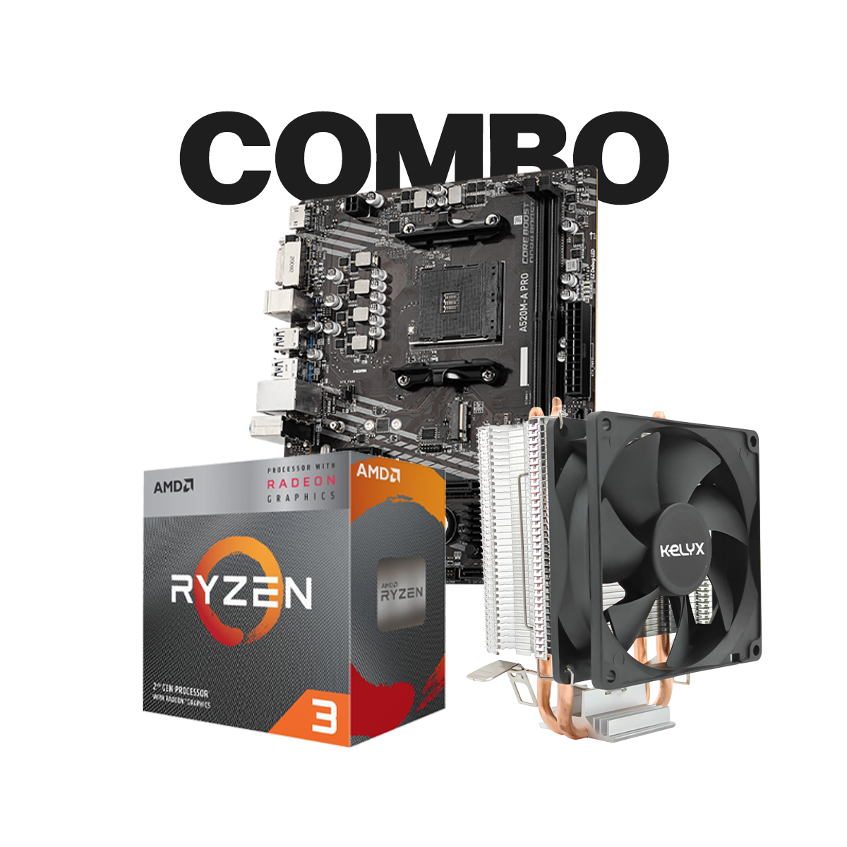 Pc Kelyx MB MSI A520M-A PRO / Proces AMD Ryzen 3-3200G Tray / CPU Cooler Kelyx Pc Kelyx MB MSI A520M-A PRO / Proces AMD Ryzen 3-3200G Tray / CPU Cooler Kelyx - Imagen 1