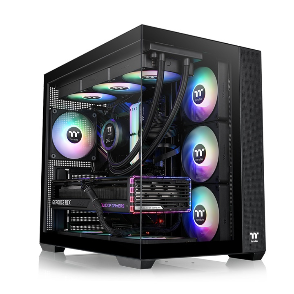 Gabinete TT View 380 Mid-Tower TG x2 Fan ARGB x4 Black (5295) Gabinete TT View 380 Mid-Tower TG x2 Fan ARGB x4 Black (5295) - Imagen 1