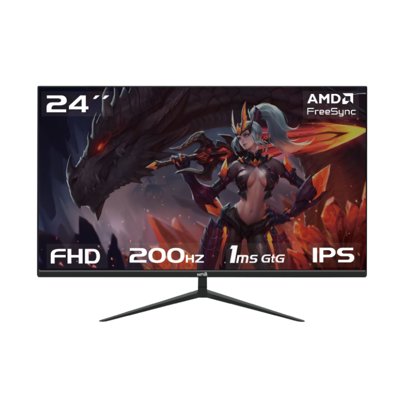 Monitor Gamer Raptor Hawk Eye 24 Frameless IPS FHD 200Hz 1Ms HDMI-DP Negro (3408) (II) Monitor Gamer Raptor Hawk Eye 24 Frameless IPS FHD 200Hz 1Ms HDMI-DP Negro (3408) (II) - Imagen 1