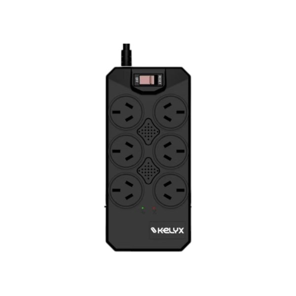 POS #3220 Estabilizador Kelyx 6 tomas Max. 600W 150-270V Surge Protection 1mt (7473) - Imagen 1
