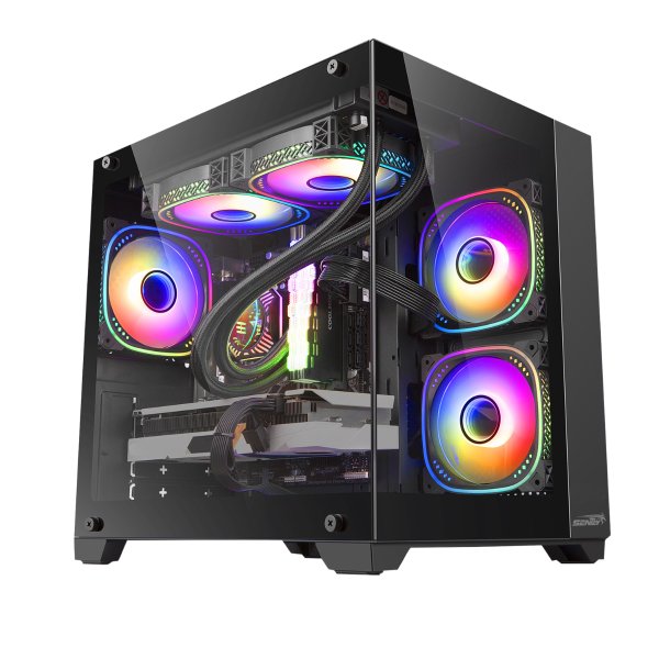 POS #6251 GABINETE SENTEY A10 GS-8000 5FAN RGB TEMPLADO - Imagen 1